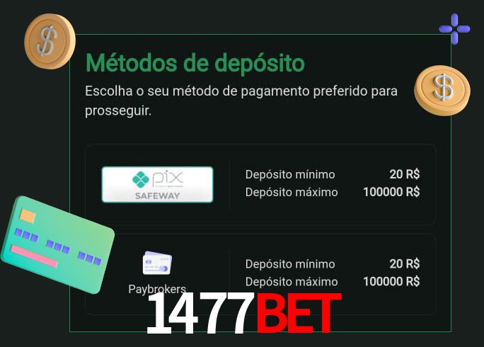 O cassino 1477bet oferece uma grande variedade de métodos de pagamento